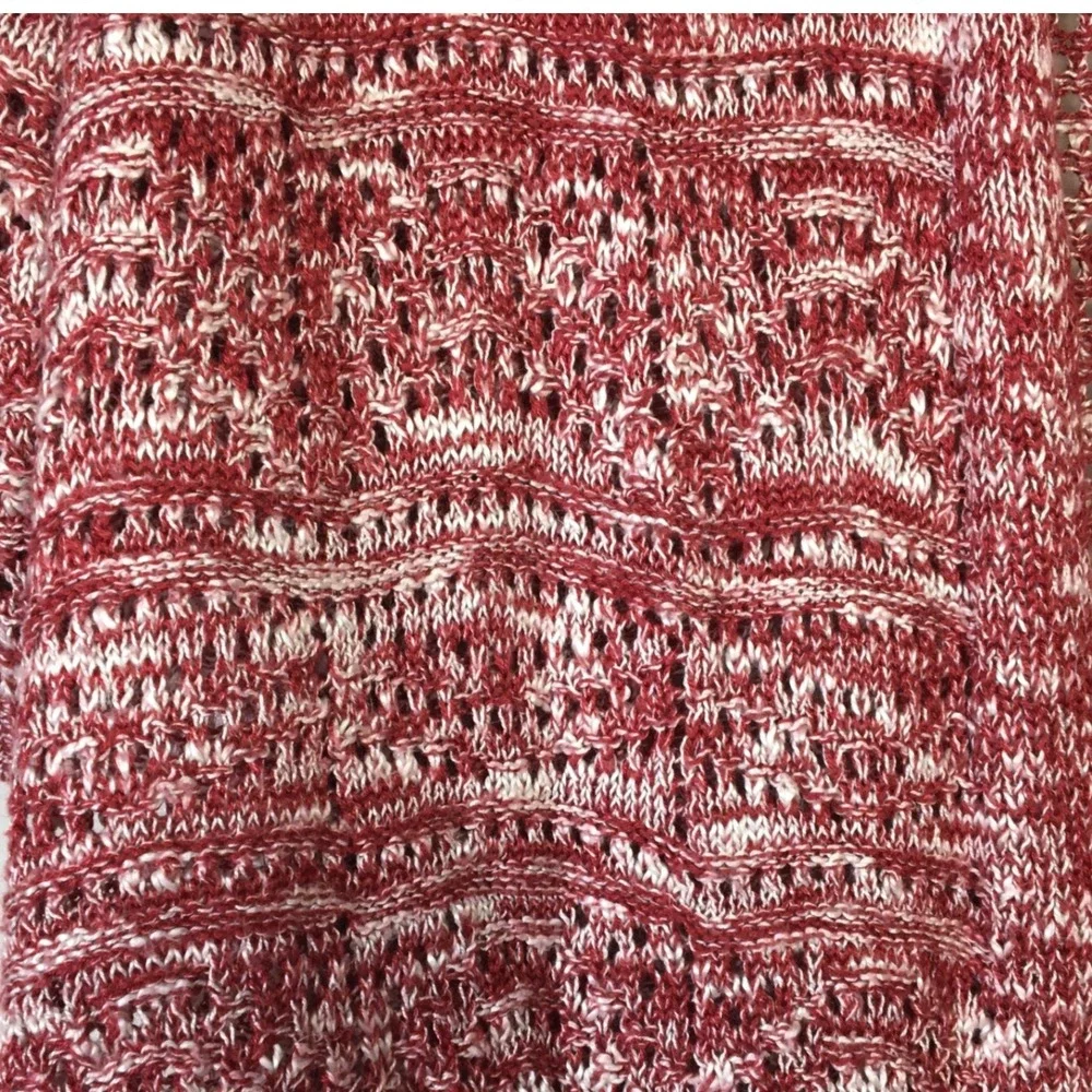 Lane Bryant Red White Marled Knit Open Front Cardigan Sweater Plus 26/28 A83784 - Picture 3 of 7